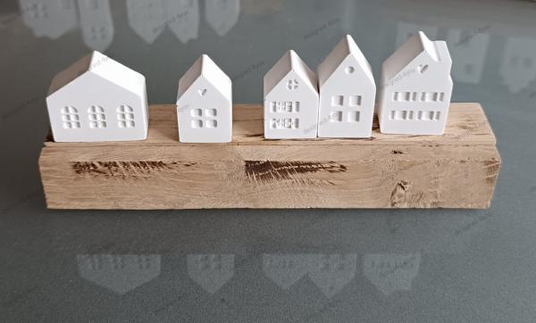 Deko Set No 3 Mini Häuschen Holsten 5-er mit Holzsockel